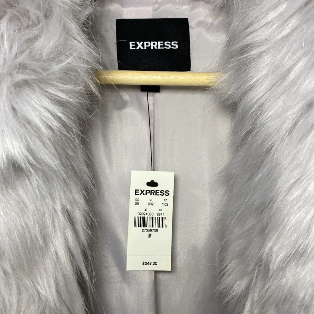 NWT | Express Faux Fur Silver | Lilac Coat - Picture 6 of 13